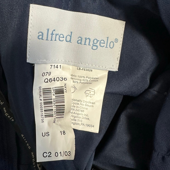 Women's Alfred Angelo Navy Maxi Dress Size 18 Wedding Formal Chiffon Prom Plus - Picture 11 of 12